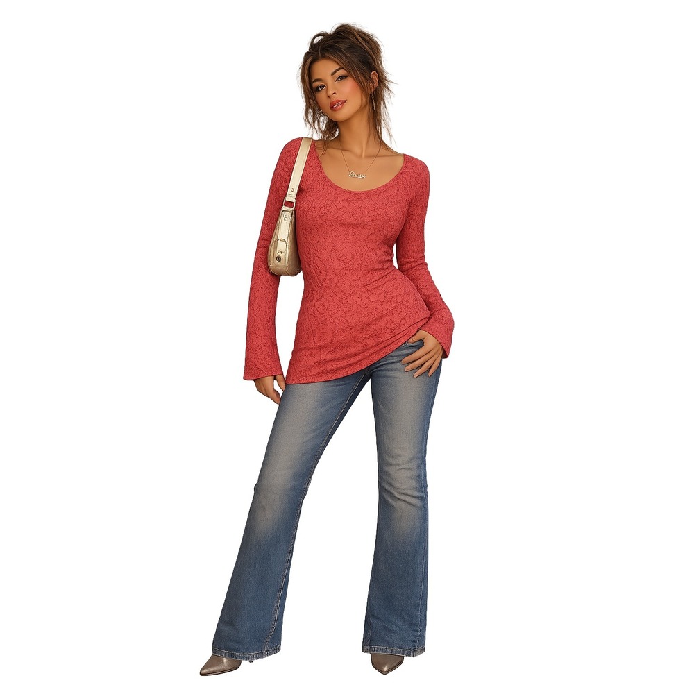 Mudd Y2K XL Sheer Long Sleeve Lace Top Dainty Feminine Coquette Fairy Women's